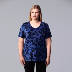 Plus Size Simply Vera Vera Wang Scoopneck Print Tee -Simply Vera Vera Wang Shop 5256625 Foliage Cluster