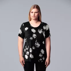 Plus Size Simply Vera Vera Wang Scoopneck Print Tee -Simply Vera Vera Wang Shop 5256625 Modern Floral