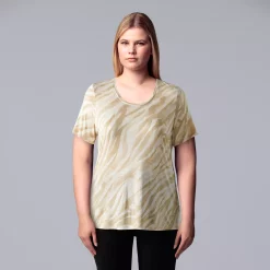 Plus Size Simply Vera Vera Wang Scoopneck Print Tee -Simply Vera Vera Wang Shop 5256625 Soft Tiger