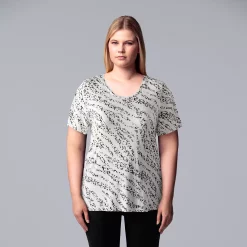 Plus Size Simply Vera Vera Wang Scoopneck Print Tee -Simply Vera Vera Wang Shop 5256625 Tiger Ditsy
