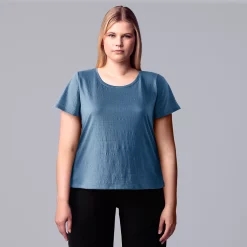 Plus Size Simply Vera Vera Wang Relaxed Scoopneck Tee -Simply Vera Vera Wang Shop 5256626 Gray Blue
