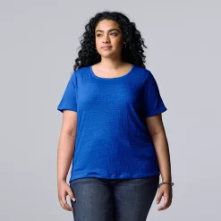 Plus Size Simply Vera Vera Wang Relaxed Scoopneck Tee -Simply Vera Vera Wang Shop 5256626 Vera Blue