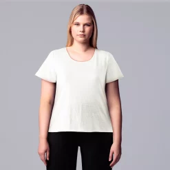 Plus Size Simply Vera Vera Wang Relaxed Scoopneck Tee -Simply Vera Vera Wang Shop 5256626 White Knight