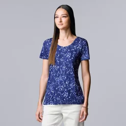Petite Simply Vera Vera Wang Printed Short Sleeve Tee -Simply Vera Vera Wang Shop 5256811 Bespeckle Mix