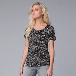 Petite Simply Vera Vera Wang Printed Short Sleeve Tee -Simply Vera Vera Wang Shop 5256811 Graphic Abstract