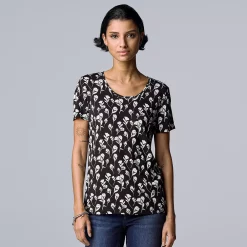 Petite Simply Vera Vera Wang Printed Short Sleeve Tee -Simply Vera Vera Wang Shop 5256811 Mini Shadow Stems