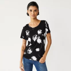 Petite Simply Vera Vera Wang Printed Short Sleeve Tee -Simply Vera Vera Wang Shop 5256811 Modern Floral