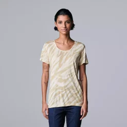 Petite Simply Vera Vera Wang Printed Short Sleeve Tee -Simply Vera Vera Wang Shop 5256811 Soft Tiger