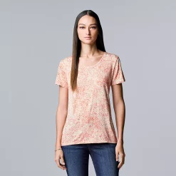 Petite Simply Vera Vera Wang Printed Short Sleeve Tee -Simply Vera Vera Wang Shop 5256811 Sprinkle Texture A