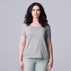 Petite Simply Vera Vera Wang Textured Relaxed Fit Tee -Simply Vera Vera Wang Shop 5256813 ALT2