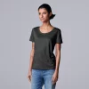 Petite Simply Vera Vera Wang Textured Relaxed Fit Tee 1 Petite Simply Vera Vera Wang Textured Relaxed Fit Tee -Simply Vera Vera Wang Shop 5256813 Vera Black