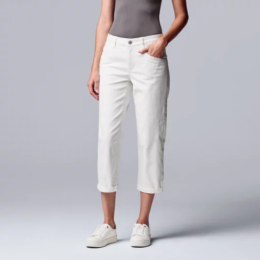 Women's Simply Vera Vera Wang Relaxed Boyfriend Jean Capri -Simply Vera Vera Wang Shop 5257118 White Knight