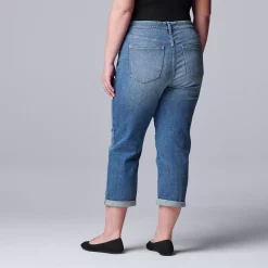 Plus Size Simply Vera Vera Wang Relaxed Boyfriend Crop Jeans -Simply Vera Vera Wang Shop 5261351 ALT