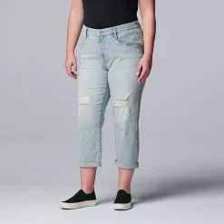 Plus Size Simply Vera Vera Wang Relaxed Boyfriend Crop Jeans -Simply Vera Vera Wang Shop 5261351 Joline