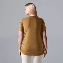 Plus Size Simply Vera Vera Wang Solid Side Ruched Tee -Simply Vera Vera Wang Shop 5516173 ALT