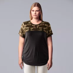 Plus Size Simply Vera Vera Wang Solid Side Ruched Tee -Simply Vera Vera Wang Shop 5516173 Alluring Dip Dye