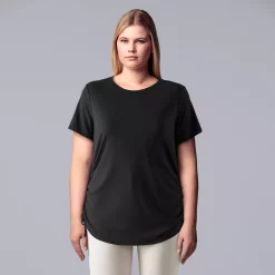 Plus Size Simply Vera Vera Wang Solid Side Ruched Tee -Simply Vera Vera Wang Shop 5516173 Vera Black