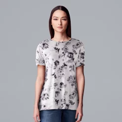 Women's Simply Vera Vera Wang Ruched Sleeve Tee -Simply Vera Vera Wang Shop 5518759 Faded Blooms
