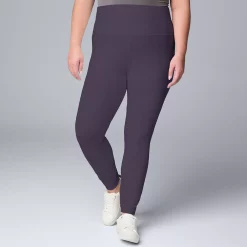 Plus Size Simply Vera Vera Wang Live-In High Rise Shaping Leggings -Simply Vera Vera Wang Shop 5526441 Plum