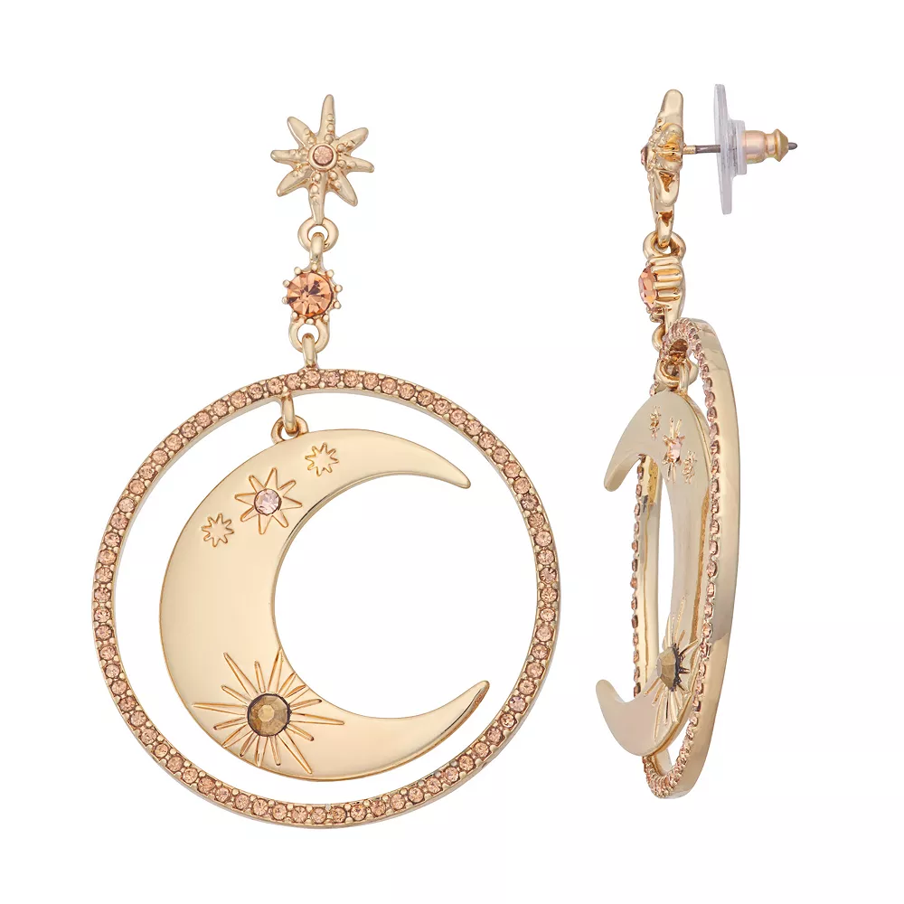 Simply Vera Vera Wang Gold Tone Simulated Crystal Moon Orbital Earrings 3 Simply Vera Vera Wang Gold Tone Simulated Crystal Moon Orbital Earrings