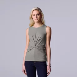 Women's Simply Vera Vera Wang Twist-Front Tank -Simply Vera Vera Wang Shop 5561348 Medium Heather