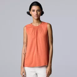 Women's Simply Vera Vera Wang Shirred Tank -Simply Vera Vera Wang Shop 5561492 Cajun Orange