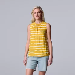 Women's Simply Vera Vera Wang Shirred Tank -Simply Vera Vera Wang Shop 5561492 Soft Stripes