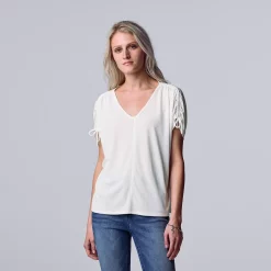 Women's Simply Vera Vera Wang Ruched-Shoulder Dolman Tee -Simply Vera Vera Wang Shop 5561866 White Knight