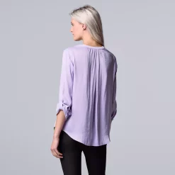 Women's Simply Vera Vera Wang Roll-Tab Sleeve Popover Blouse -Simply Vera Vera Wang Shop 5561929 ALT