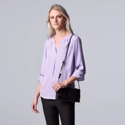Women's Simply Vera Vera Wang Roll-Tab Sleeve Popover Blouse -Simply Vera Vera Wang Shop 5561929 Megan Purple