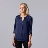 Women's Simply Vera Vera Wang Roll-Tab Sleeve Popover Blouse -Simply Vera Vera Wang Shop 5561929 Tahlia Plum