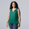 Plus Size Simply Vera Vera Wang Pintuck Sleeveless Top -Simply Vera Vera Wang Shop 5564675 Dark Teal