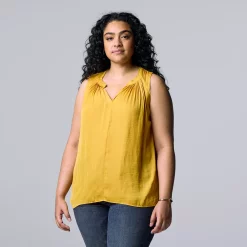 Plus Size Simply Vera Vera Wang Pintuck Sleeveless Top -Simply Vera Vera Wang Shop 5564675 Golden Ticket
