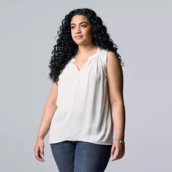 Plus Size Simply Vera Vera Wang Pintuck Sleeveless Top -Simply Vera Vera Wang Shop 5564675 Modern White