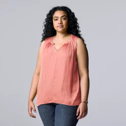 Plus Size Simply Vera Vera Wang Pintuck Sleeveless Top -Simply Vera Vera Wang Shop 5564675 Rosette