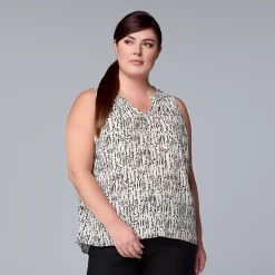 Plus Size Simply Vera Vera Wang Pintuck Sleeveless Top -Simply Vera Vera Wang Shop 5564675 Striped Texture