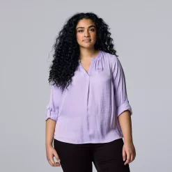 Plus Size Simply Vera Vera Wang Roll-Tab Popover Top 15 Plus Size Simply Vera Vera Wang Roll-Tab Popover Top -Simply Vera Vera Wang Shop 5564678 Megan Purple