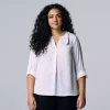 Plus Size Simply Vera Vera Wang Roll-Tab Popover Top -Simply Vera Vera Wang Shop 5564678 Modern White