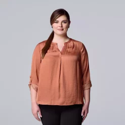 Plus Size Simply Vera Vera Wang Roll-Tab Popover Top 19 Plus Size Simply Vera Vera Wang Roll-Tab Popover Top -Simply Vera Vera Wang Shop 5564678 Rosette