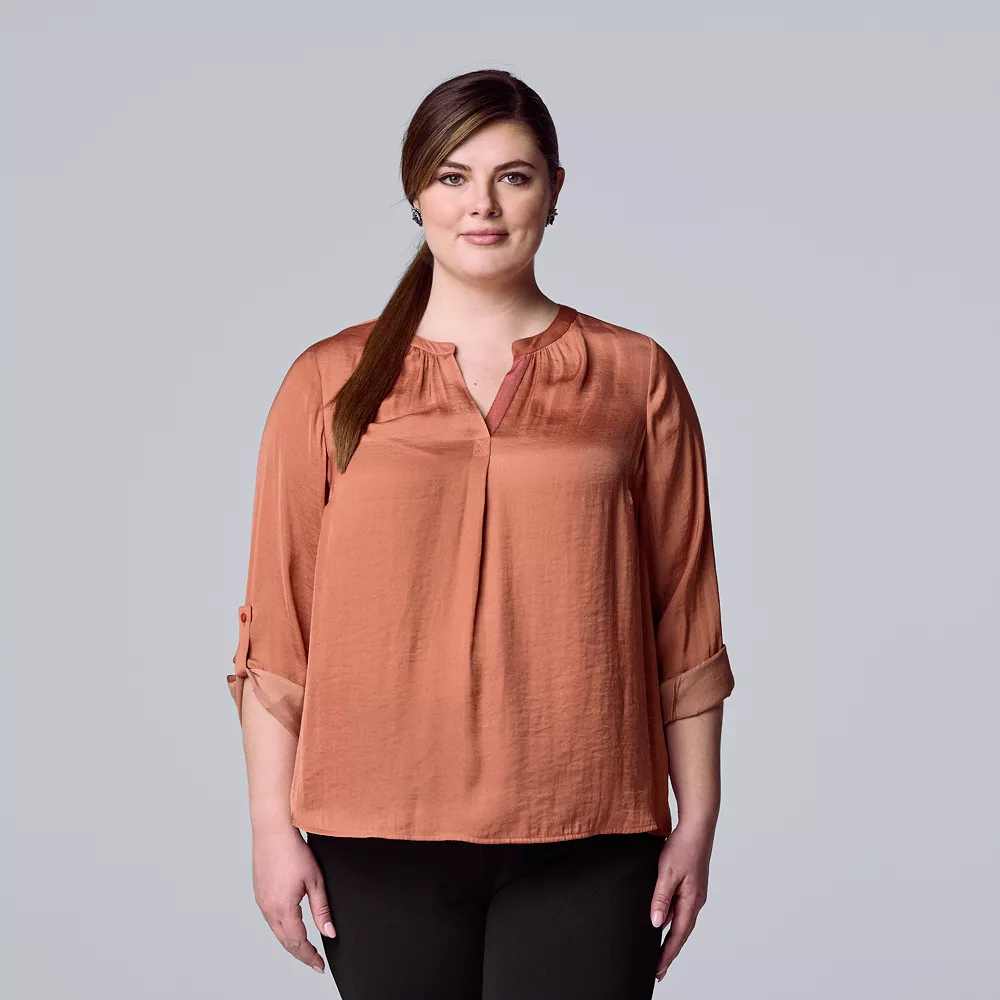Plus Size Simply Vera Vera Wang Roll-Tab Popover Top 9 Plus Size Simply Vera Vera Wang Roll-Tab Popover Top - Image 7