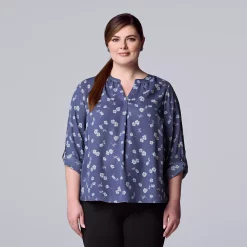 Plus Size Simply Vera Vera Wang Roll-Tab Popover Top 16 Plus Size Simply Vera Vera Wang Roll-Tab Popover Top -Simply Vera Vera Wang Shop 5564678 Scattered Petals