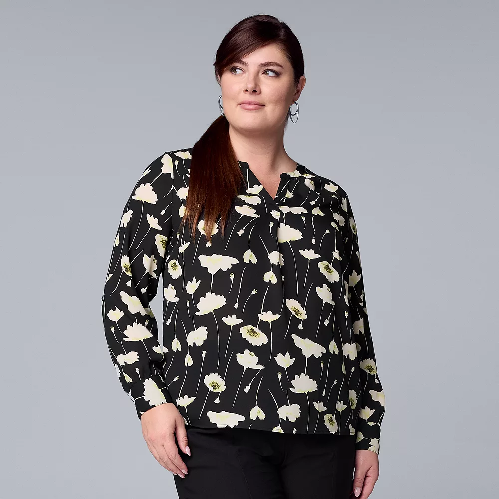 Plus Size Simply Vera Vera Wang Roll-Tab Popover Top 11 Plus Size Simply Vera Vera Wang Roll-Tab Popover Top - Image 9