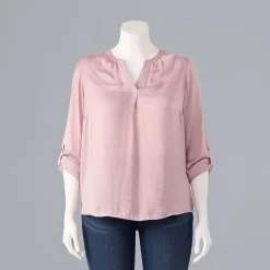 Plus Size Simply Vera Vera Wang Roll-Tab Popover Top 18 Plus Size Simply Vera Vera Wang Roll-Tab Popover Top -Simply Vera Vera Wang Shop 5564678 Washed Grape