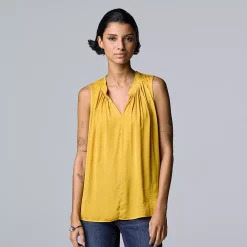 Petite Simply Vera Vera Wang Pleated Sleeveless Top -Simply Vera Vera Wang Shop 5567774 Golden Ticket