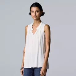 Petite Simply Vera Vera Wang Pleated Sleeveless Top -Simply Vera Vera Wang Shop 5567774 Modern White
