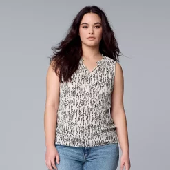 Petite Simply Vera Vera Wang Pleated Sleeveless Top -Simply Vera Vera Wang Shop 5567774 Striped Texture