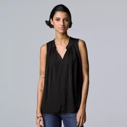 Petite Simply Vera Vera Wang Pleated Sleeveless Top -Simply Vera Vera Wang Shop 5567774 Vera Black