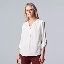 Petite Simply Vera Vera Wang Roll-Tab Popover Top -Simply Vera Vera Wang Shop 5568169 Modern White