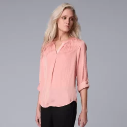 Petite Simply Vera Vera Wang Roll-Tab Popover Top -Simply Vera Vera Wang Shop 5568169 Rosette