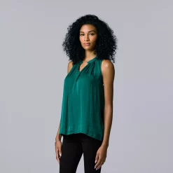 Women's Simply Vera Vera Wang Pleated Tank -Simply Vera Vera Wang Shop 5568467 Dark Teal